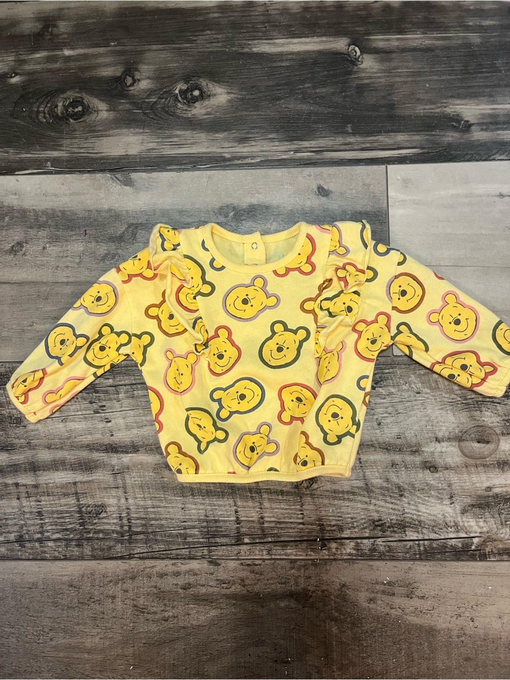 Disney Baby Winnie the Pooh Ruffle Sweatshirt Top 6-9M Yellow